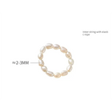 925 Silver Baroque Pearl Stretch Rings for Women Adjustable