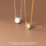 925 Silver Zircon Pendant Necklace, Women Choker Chain Jewelry Gift
