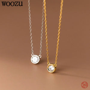 925 Silver Zircon Pendant Necklace, Women Choker Chain Jewelry Gift