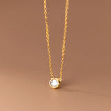 925 Silver Zircon Pendant Necklace, Women Choker Chain Jewelry Gift