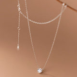 925 Silver Zircon Pendant Necklace, Women Choker Chain Jewelry Gift