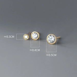 925 Silver Zircon Piercing Stud Earrings for Women Daily Wear