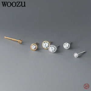 925 Silver Zircon Piercing Stud Earrings for Women Daily Wear
