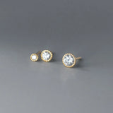 925 Silver Zircon Piercing Stud Earrings for Women Daily Wear