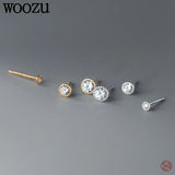 925 Silver Zircon Piercing Stud Earrings for Women Daily Wear