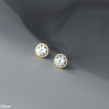 925 Silver Zircon Piercing Stud Earrings for Women Daily Wear