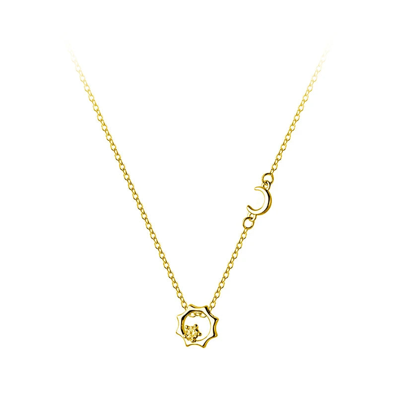 Sterling Silver Sun Moon Choker Tassel Necklace for Women