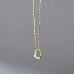925 Silver Zircon Heart Pendant Necklace for Women Wedding Choker Jewelry