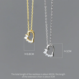 925 Silver Zircon Heart Pendant Necklace for Women Wedding Choker Jewelry