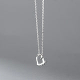 925 Silver Zircon Heart Pendant Necklace for Women Wedding Choker Jewelry