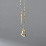 925 Silver Zircon Heart Pendant Necklace for Women Wedding Choker Jewelry
