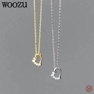 925 Silver Zircon Heart Pendant Necklace for Women Wedding Choker Jewelry