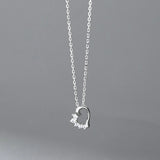 925 Silver Zircon Heart Pendant Necklace for Women Wedding Choker Jewelry
