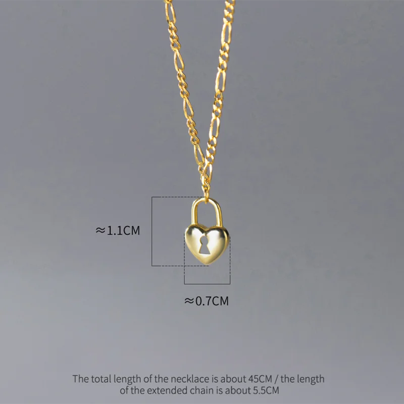 925 Silver Heart Lock Necklace Vintage Choker Jewelry