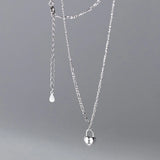 925 Silver Heart Lock Necklace Vintage Choker Jewelry