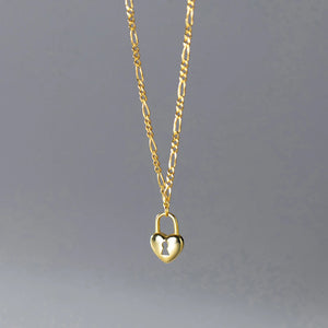 925 Silver Heart Lock Necklace Vintage Choker Jewelry