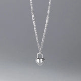 925 Silver Heart Lock Necklace Vintage Choker Jewelry