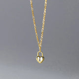 925 Silver Heart Lock Necklace Vintage Choker Jewelry