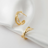 925 Silver French Cross Zircon Stud Earrings Women Party Jewelry