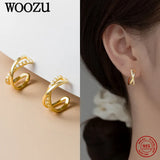 925 Silver French Cross Zircon Stud Earrings Women Party Jewelry