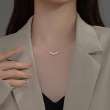 925 Silver Zircon Tassel Pendant Necklace Women Party Jewelry Gift