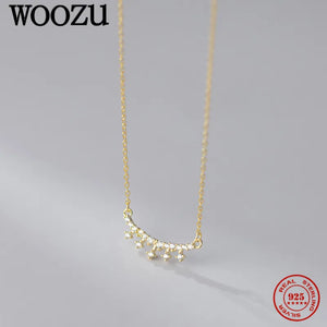 925 Silver Zircon Tassel Pendant Necklace Women Party Jewelry Gift