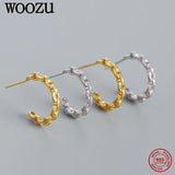 925 Silver Chain Buckle Stud Earrings Punk Style Hip Hop Jewelry