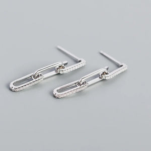 925 Silver Zircon Stud Earrings French Link Boho Rock Party Gothic Jewelry