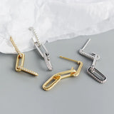 925 Silver Zircon Stud Earrings French Link Boho Rock Party Gothic Jewelry