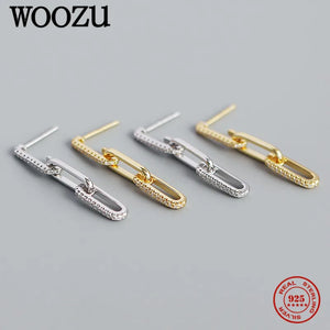 925 Silver Zircon Stud Earrings French Link Boho Rock Party Gothic Jewelry