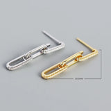925 Silver Zircon Stud Earrings French Link Boho Rock Party Gothic Jewelry