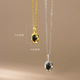 925 Silver French Oval Stone Pendant Chain Necklace Women Rock Female Jewelry