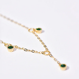 925 Silver Green Zircon Anklets for Women Foot Leg Summer Beach Charm Party