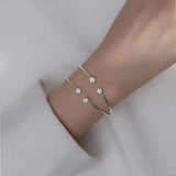 925 Silver Geometric Star Zircon Bracelet Women Bangle Jewelry