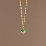 925 Silver Green Crystal Zircon Pendant Necklace Women Jewelry