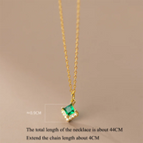 925 Silver Green Crystal Zircon Pendant Necklace Women Jewelry