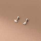925 Silver Geometric Mini Zircon Stud Earrings European Rock Party Ear Studs