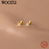 925 Silver Geometric Mini Zircon Stud Earrings European Rock Party Ear Studs