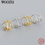 925 Silver Multi-Layer Stone Stud Earrings Ethnic Punk Jewelry