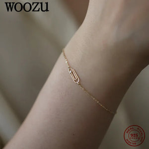 925 Silver Zircon Charm Bracelet Geometric Link Chain Punk Style Jewelry