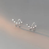 925 Silver CZ Clip On Earrings Geometric Design - No Piercing Ear Cuff