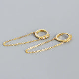 925 Silver Zircon Tassel Earrings Bohemian Hip Hop Jewelry