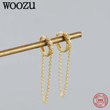925 Silver Zircon Tassel Earrings Bohemian Hip Hop Jewelry