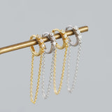 925 Silver Zircon Tassel Earrings Bohemian Hip Hop Jewelry