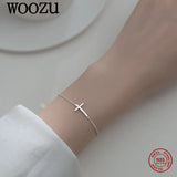 925 Silver Geometric Gloss Cross Charm Bracelet Women Rock Party Jewelry