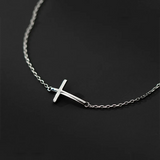 925 Silver Geometric Gloss Cross Charm Bracelet Women Rock Party Jewelry