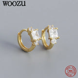 925 Silver Square CZ Zircon Hoop Earrings Party Jewelry Gift