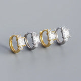 925 Silver Square CZ Zircon Hoop Earrings Party Jewelry Gift