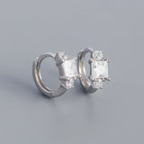 925 Silver Square CZ Zircon Hoop Earrings Party Jewelry Gift