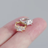 925 Silver Square CZ Zircon Hoop Earrings Party Jewelry Gift